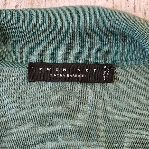 Twinset Milano Teal Beaded Cardigan Size Small - Picture 3 of 8